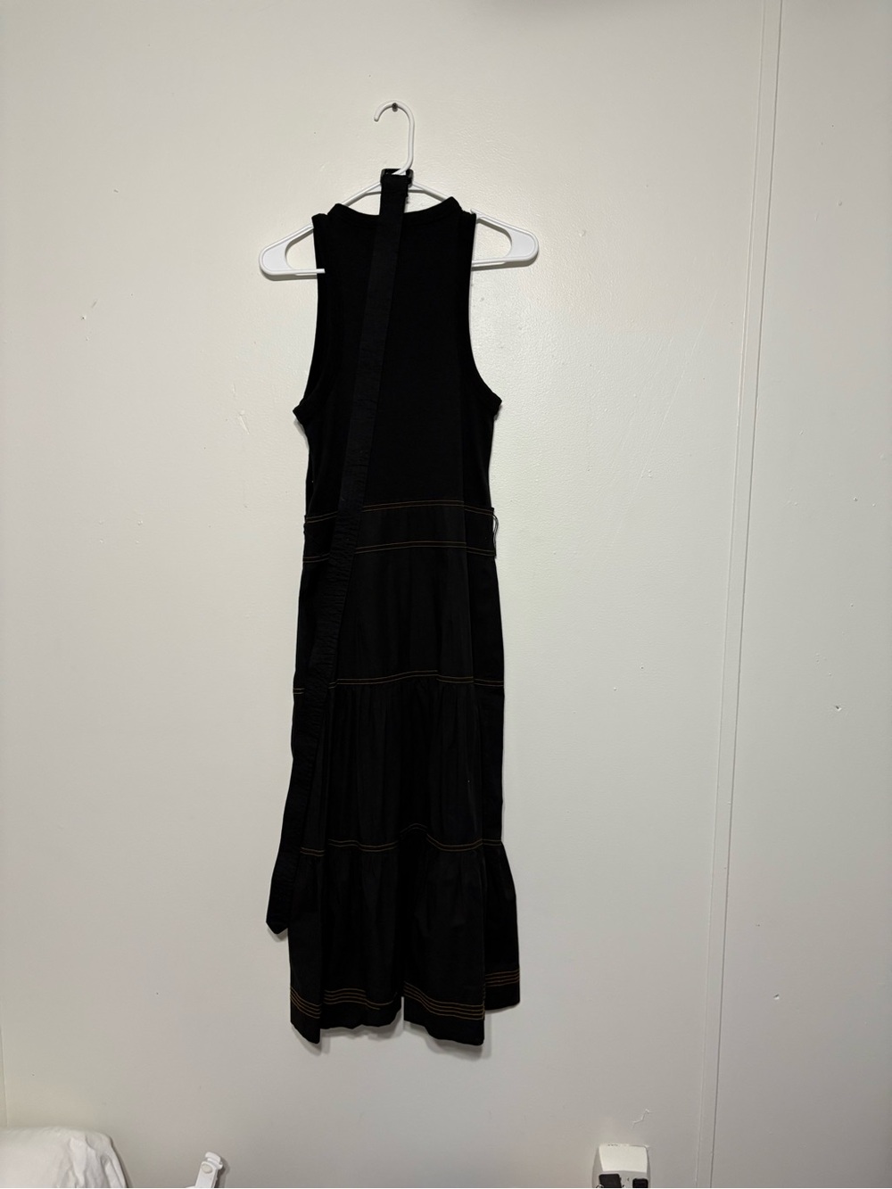 Veronica Beard Black Sleeveless Maxi Dress with Neck Tie